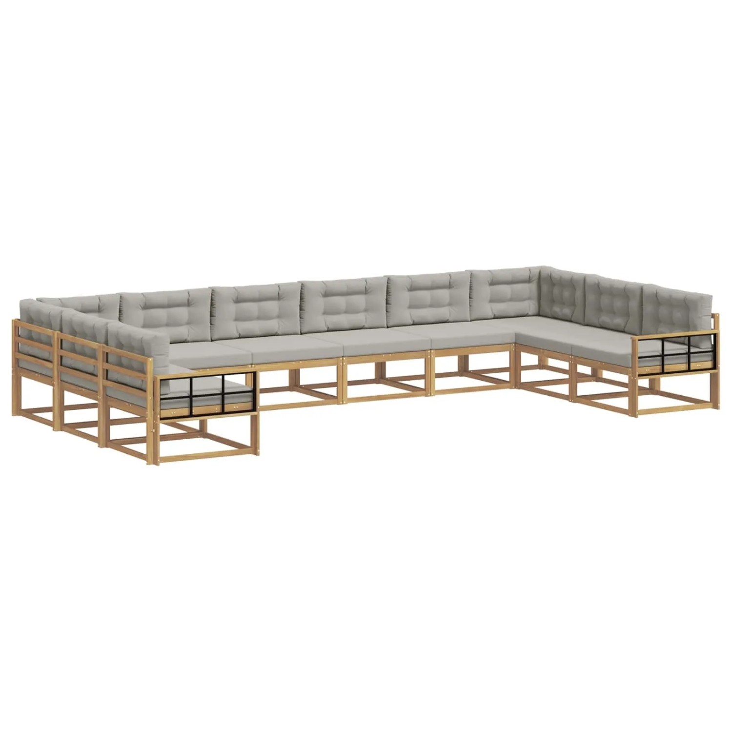 vidaXL Outdoor-Sofagarnitur mit Kissen 10-Tlg Weiß und Hellgrau 3387115