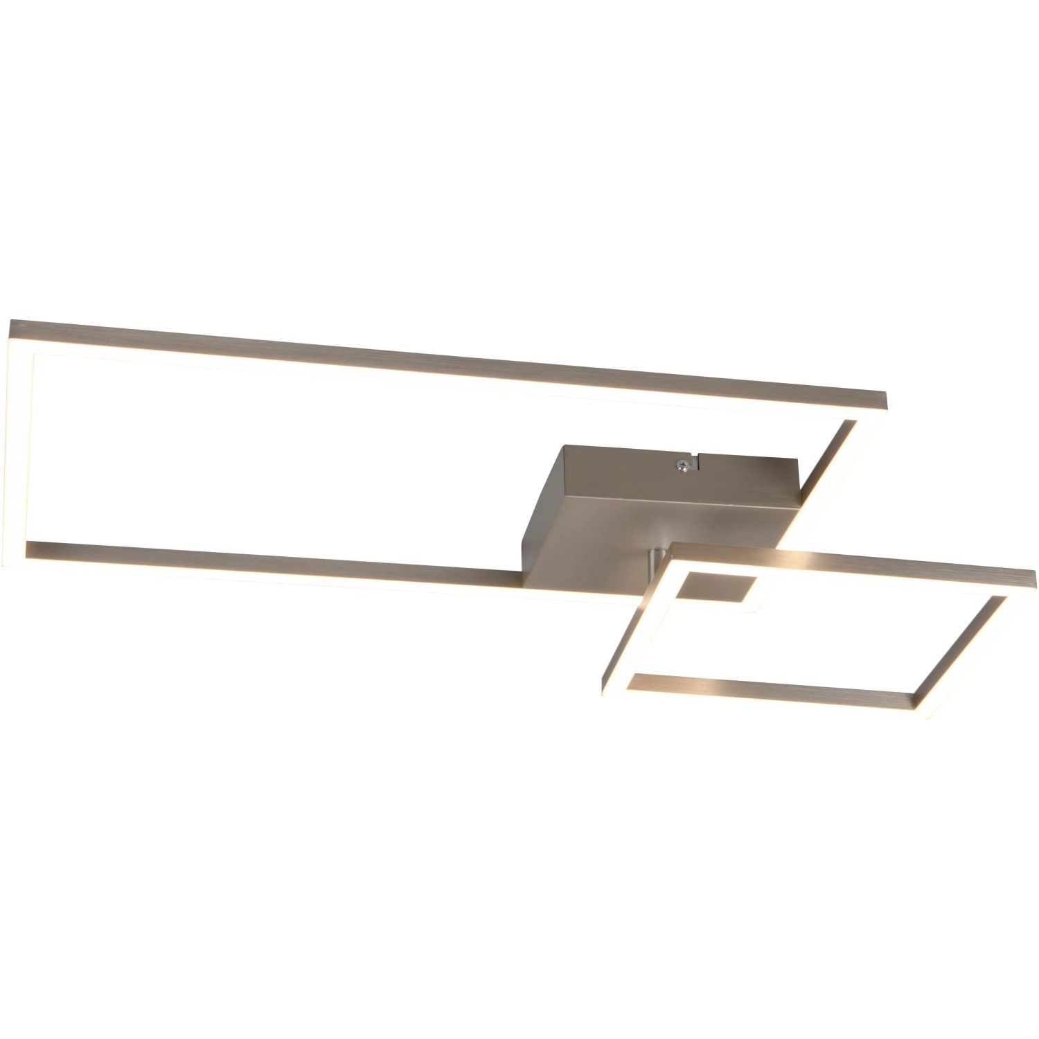 Moderne LED-Deckenleuchte Padella in Nickel matt mit Dimmerfunktion für Wohn- und Schlafzimmer.
