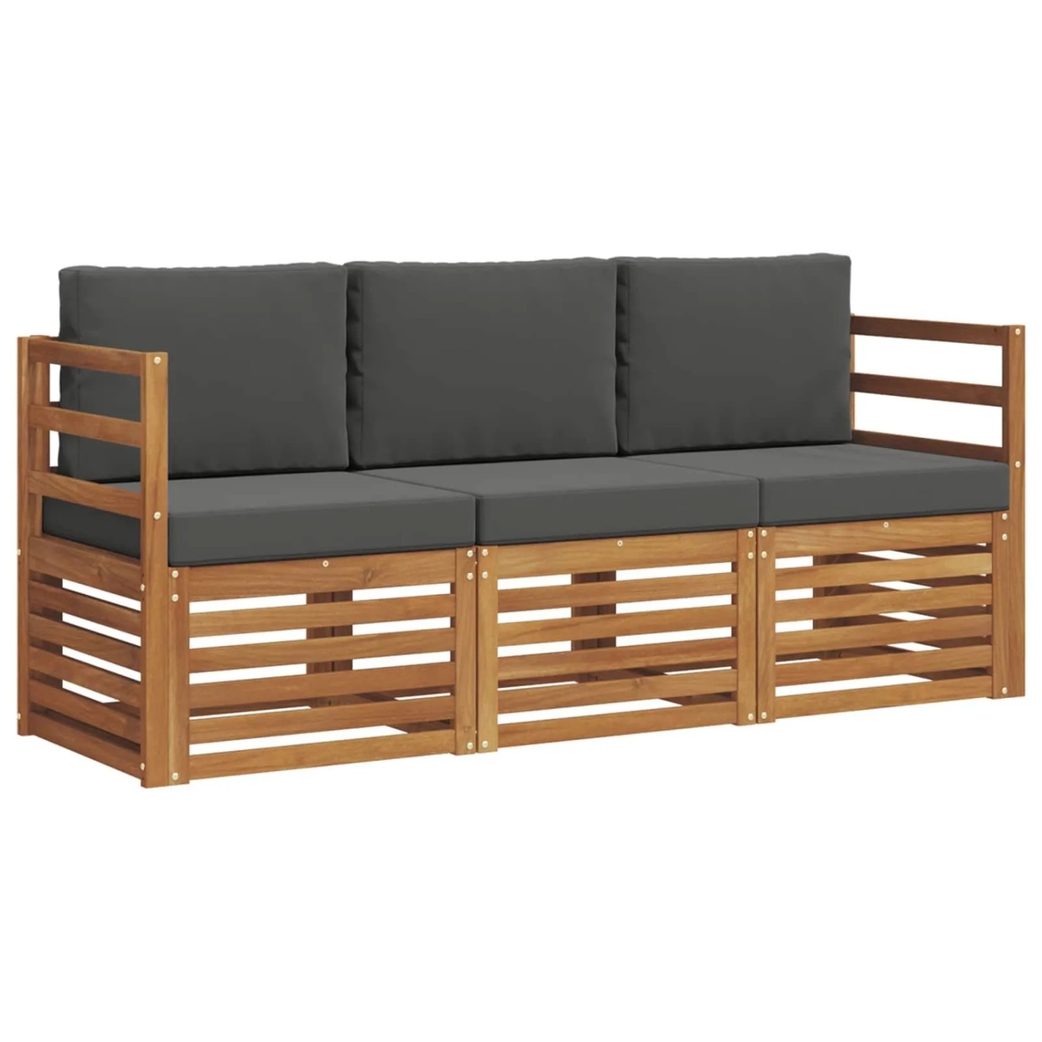 vidaXL Sofagarnituren 3 Tlg Natur und Anthrazit Massivholz Akazie 3374272