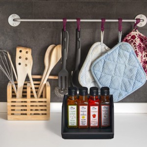 Relaxdays Schreibtischorganizer Bambus Anthrazit Stapelbar 35 cm x 31 cm x 12,5 cm