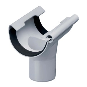 Inefa Einhangstutzen, grau, für halbrunde Dachentwässerung. Verbindet Dachrinne und Fallrohr.