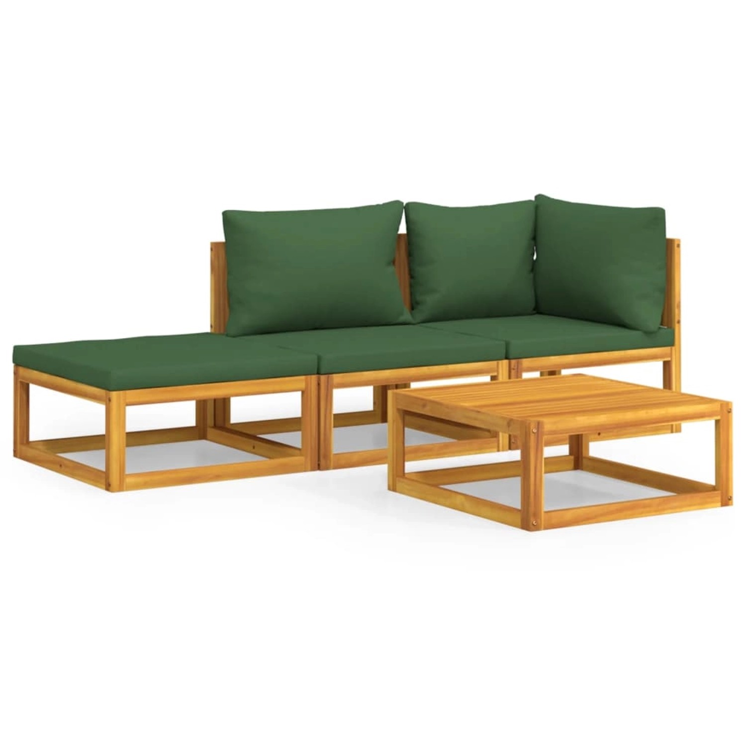 Vidaxl 4-tlg. Garten-lounge-set Mit Grünen Kissen Massivholz günstig online kaufen