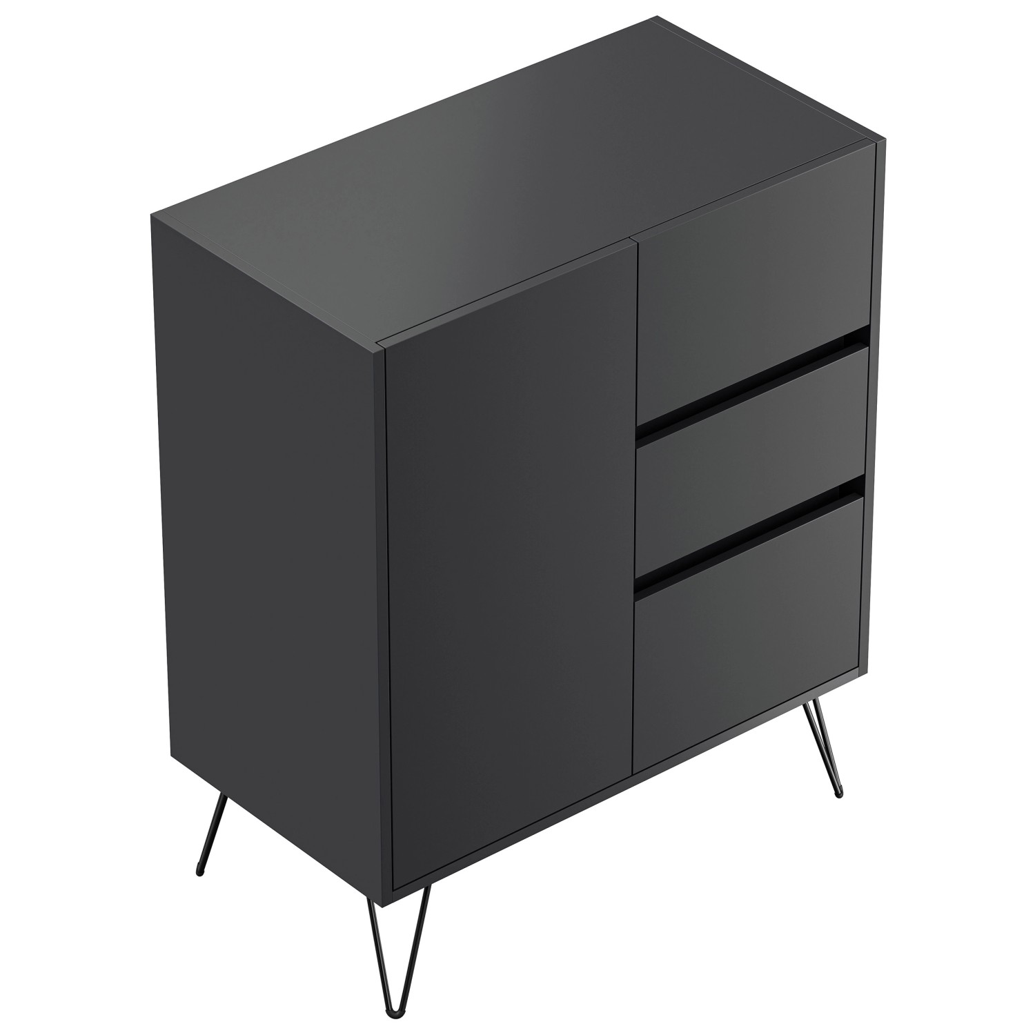 Posseik Sideboard Industrial K 3 Schubladen 1 Tür 80 cm Grafit günstig online kaufen