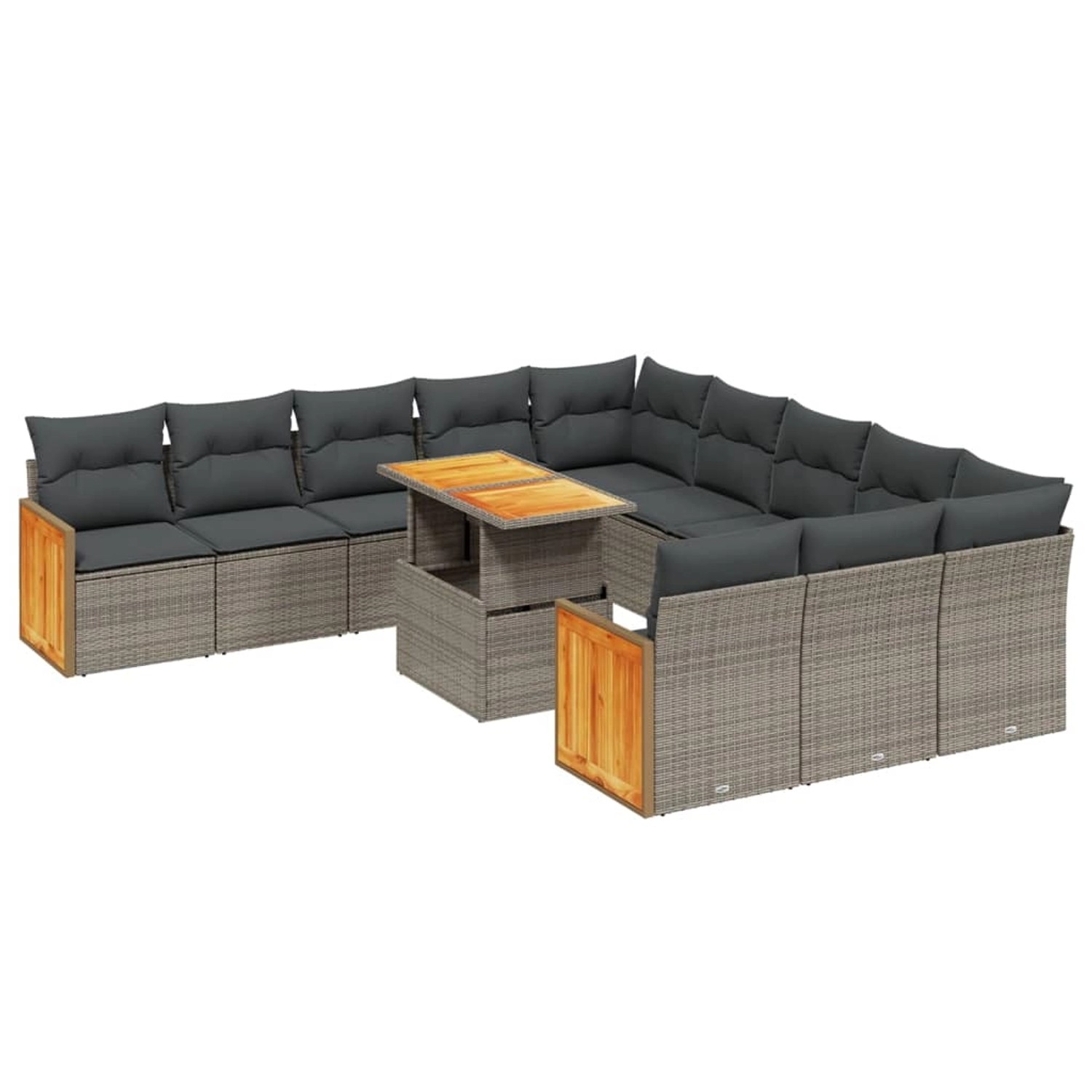 vidaXL 11-Tlg Garten-Sofagarnitur mit Kissen Grau Poly Rattan 3274147 günstig online kaufen