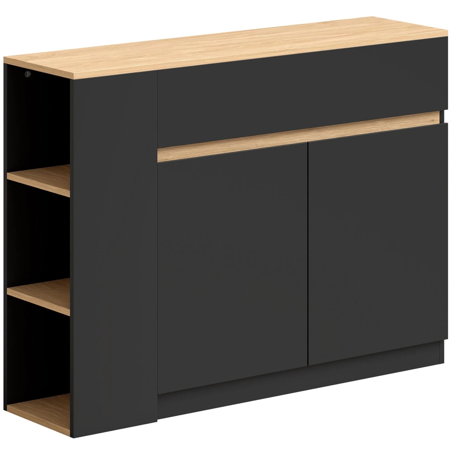 HOMCOM Sideboard Spanplatte 110 x 29,5 x 82 cm Schwarz