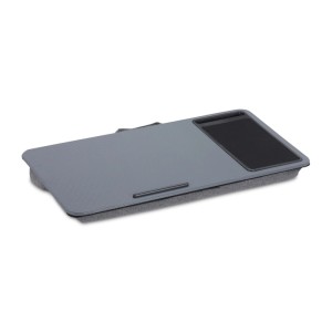 Graues Relaxdays Laptopkissen mit Mauspad, Handyhalterung und Antirutsch-Streifen. Bequemes Kissentablett für Notebooks.