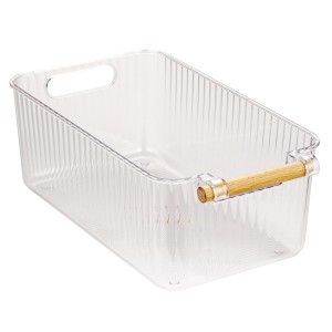 Wenko Badbox-Set Nantes, 3-teilig, transparent, Kunststoffbox mit Buchenholzgriffen.