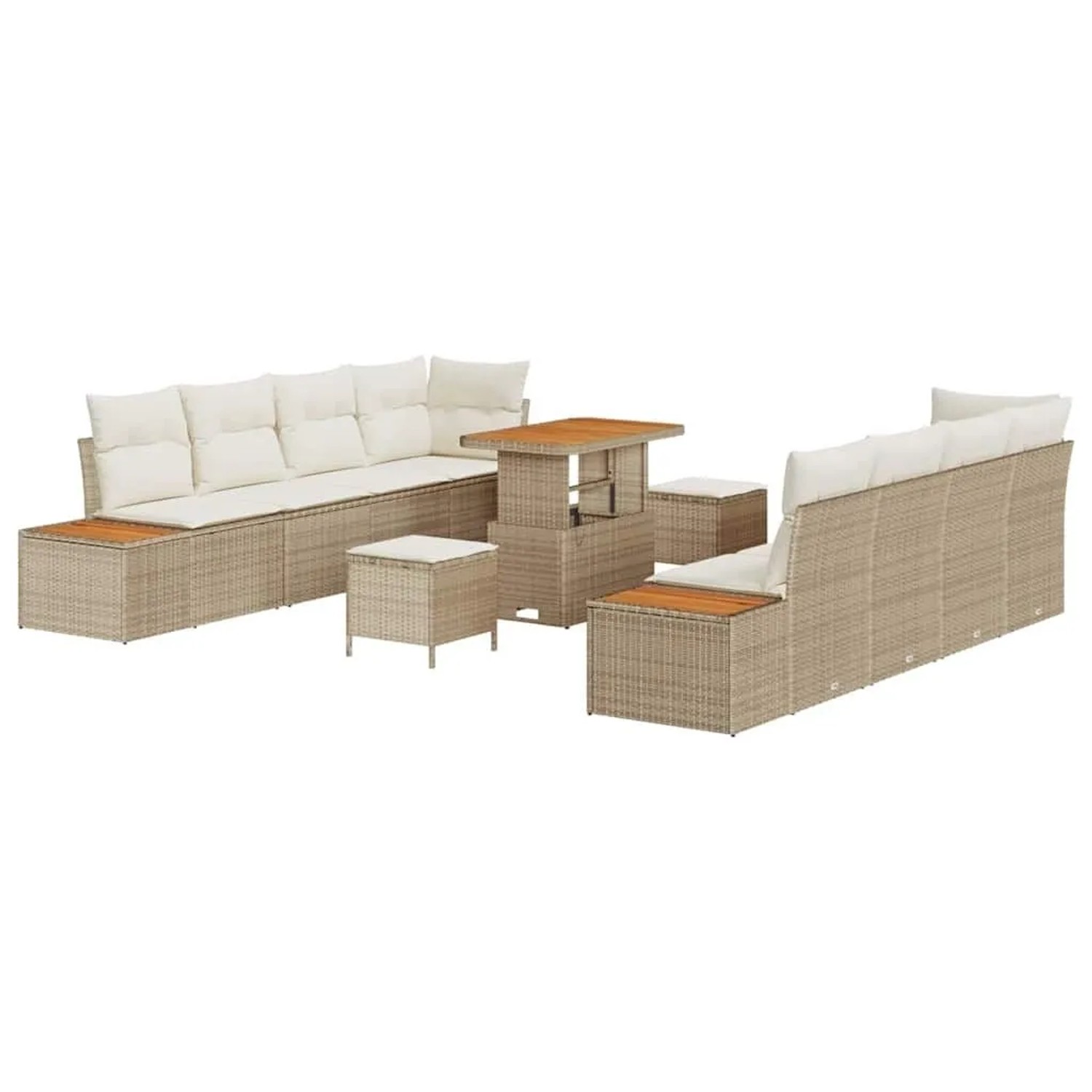 vidaXL Gartensofa-set mit Kissen mit Speicher 11-Tlg Beige Poly-Rattan 3364 günstig online kaufen