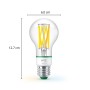 WiZ LED-Lampe E27 in Glühlampenform, 4,3 W, 903 lm, Weiß, mit Maßangaben (6,0 x 12,7 cm).