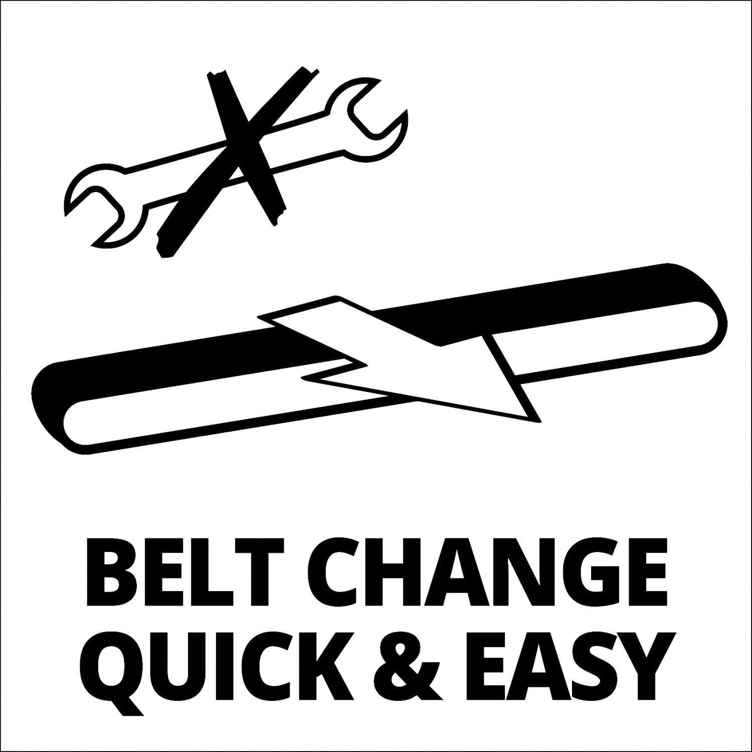 Symbol: Werkzeugloser Schleifbandwechsel bei der Einhell Akku-Bandfeile.