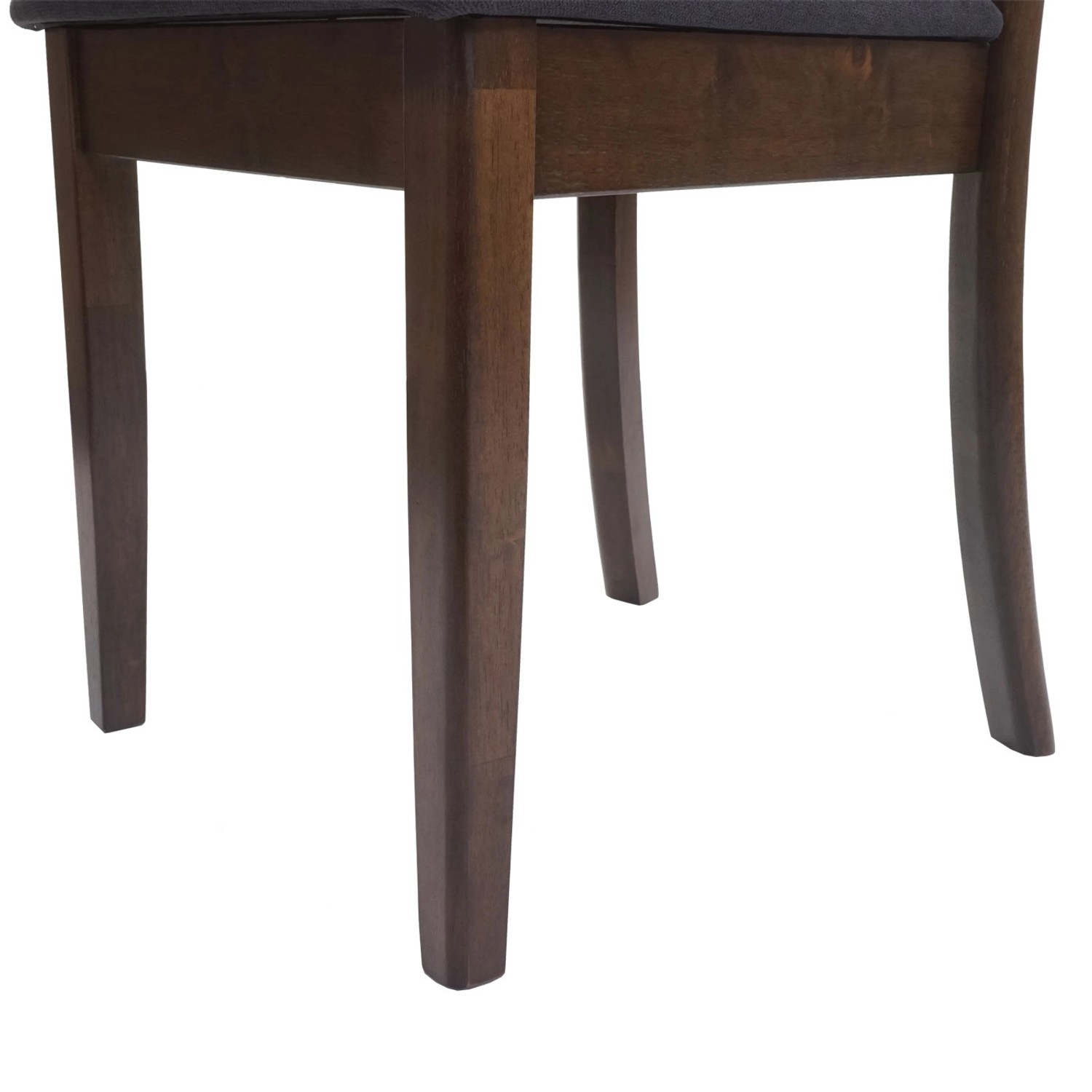 Detailaufnahme: Dunkles Holzgestell des Polsterstuhls, Teil des 2er-Sets MCW G46.