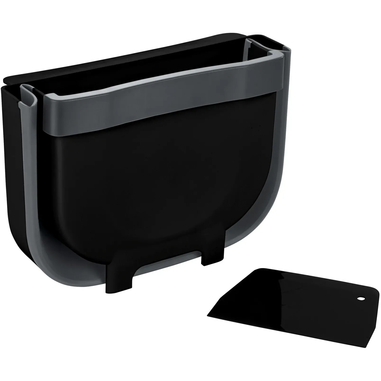 Wenko Tür-Abfalleimer Fago 5L, schwarz, für die Outdoor Küche. Faltbarer Eimer mit Schaber.