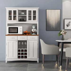 Costway Küchenbuffet mit 3 Schubladen Weiß 112 x 43 x 184,5 cm