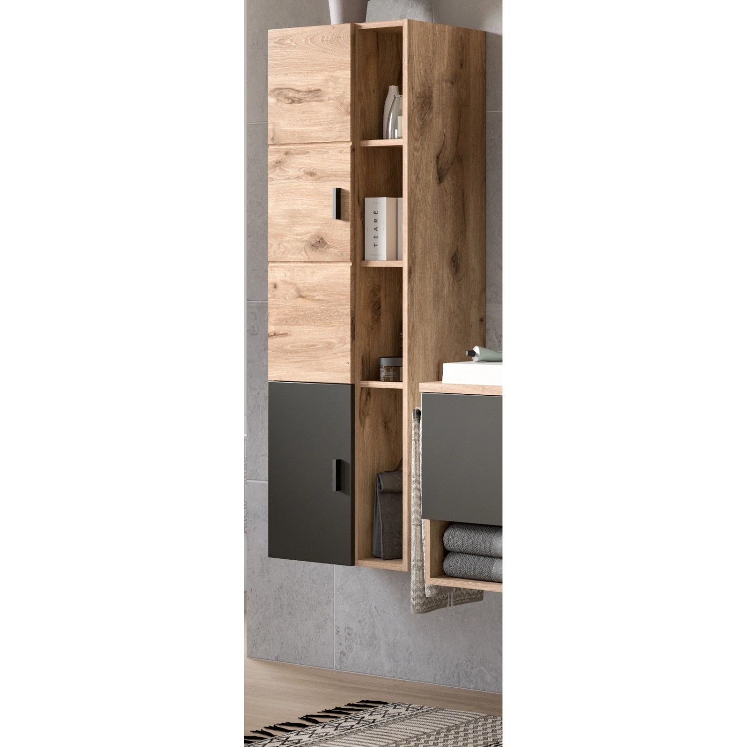 Inn.Furn Midischrank Eiche Grau Matt 48 cm Hängend Oderzo günstig online kaufen