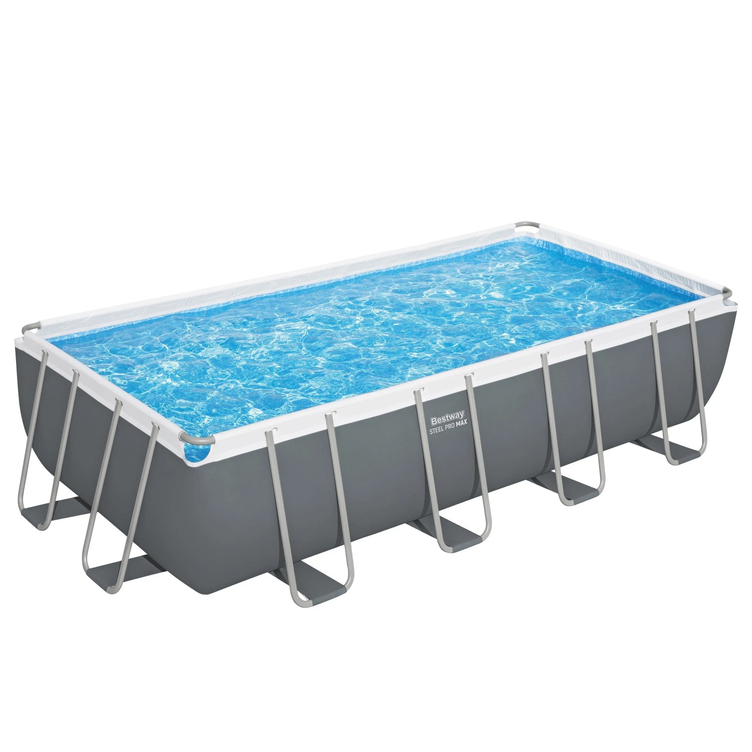 Bestway Steel Pro MAX Pool, 549x274x122 cm, grau, eckig, mit Sandfilteranlage.