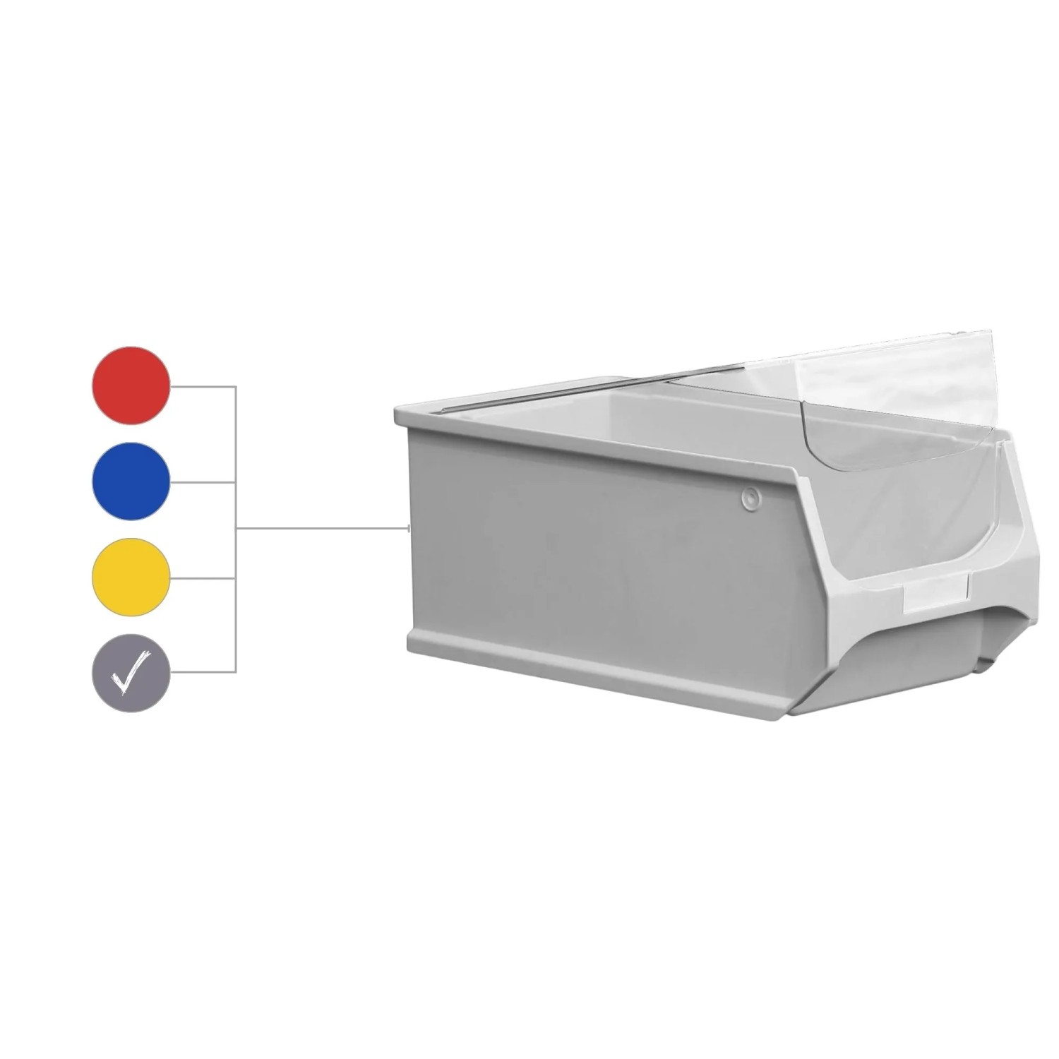Graue Sichtlagerbox 7,2L mit Griff und Abdeckung, ideal für Werkstatt & Lager.