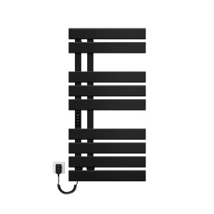 Emke Elektrischer Handtuchhalter 100×50cm Schwarz Flachbadheizkörper 320W LED Display WiFi APP Steuerung Timer