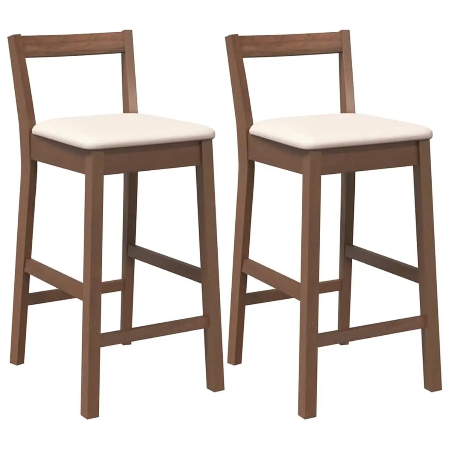 vidaXL Barhocker mit Kissen 2 Stk Braun Massivholz Gummibaum 4102584