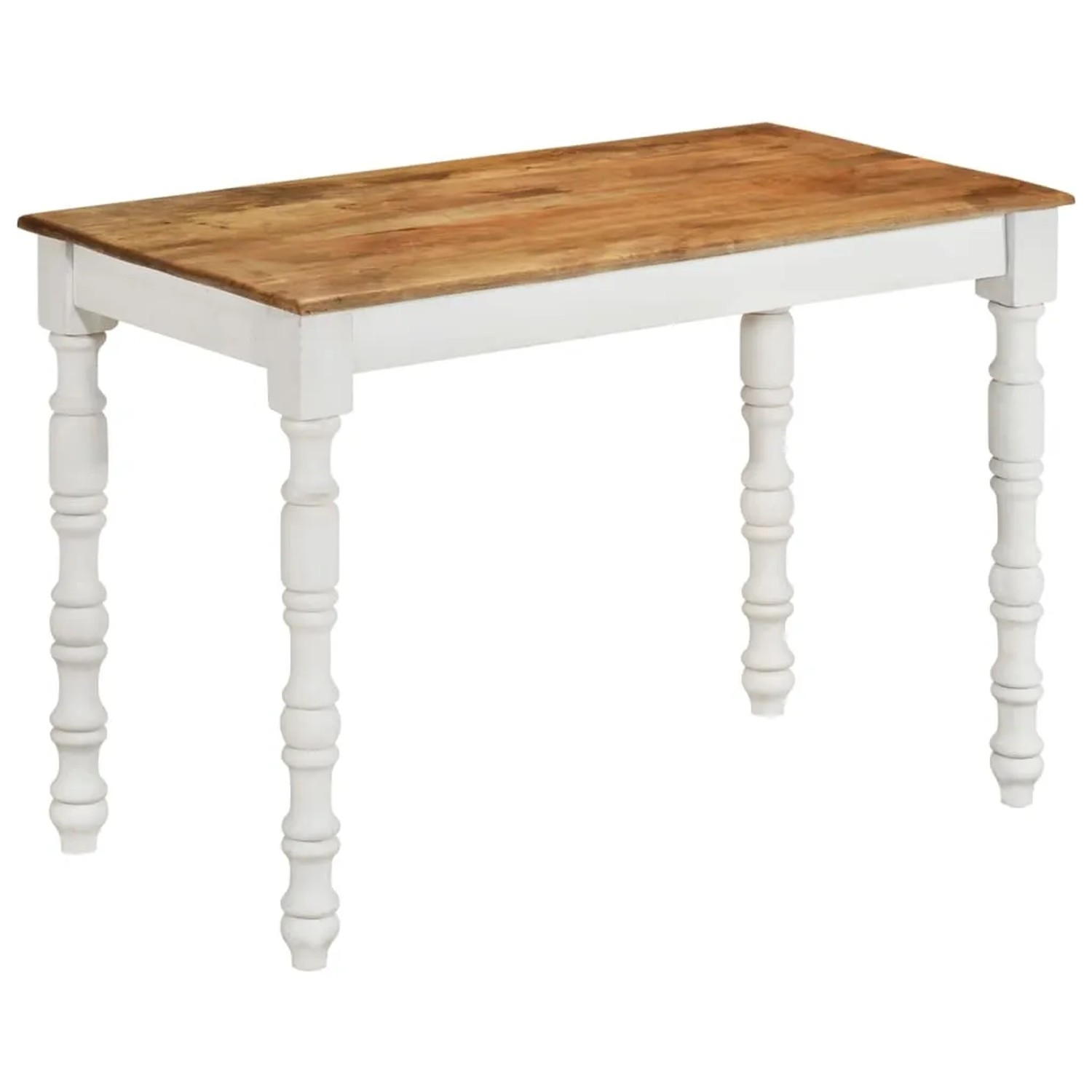 vidaXL Esstisch aus Mangoholz, 110x60 cm, mit weißen Beinen. Tisch für Esszimmer oder Küche.