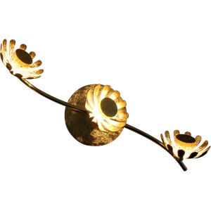 Goldene LED-Deckenleuchte Bloom-Spots, 3-flammig, im floralen Design. Dekorative Lampe für Wohnräume.