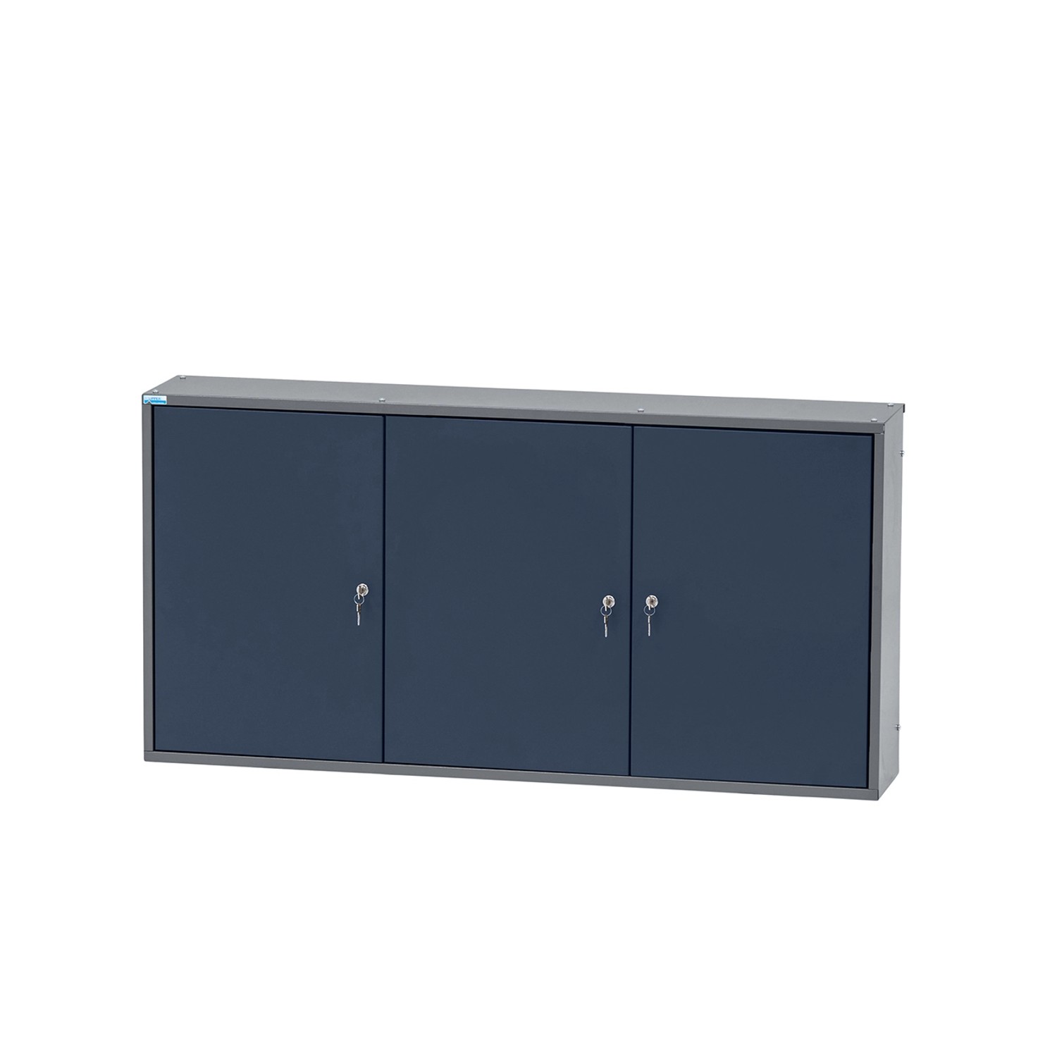 Küpper Hängeschrank 3-Türig mit 18 Sichtboxen 60 x 120 x 20 cm Dunkelblau