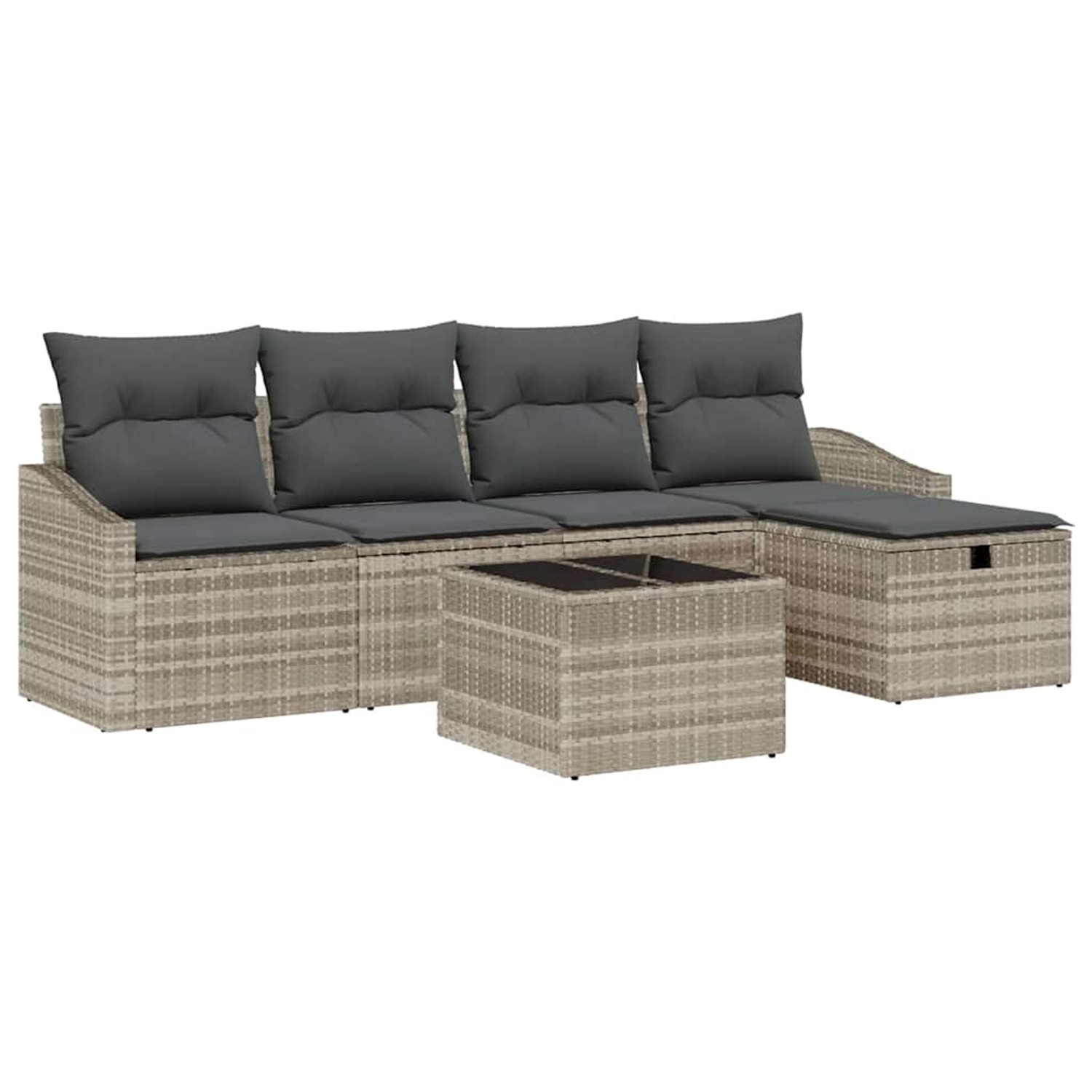 vidaXL Garten-Sofa-Set mit Kissen 6-Tlg Hellgrau Poly Rattan 3359271 günstig online kaufen