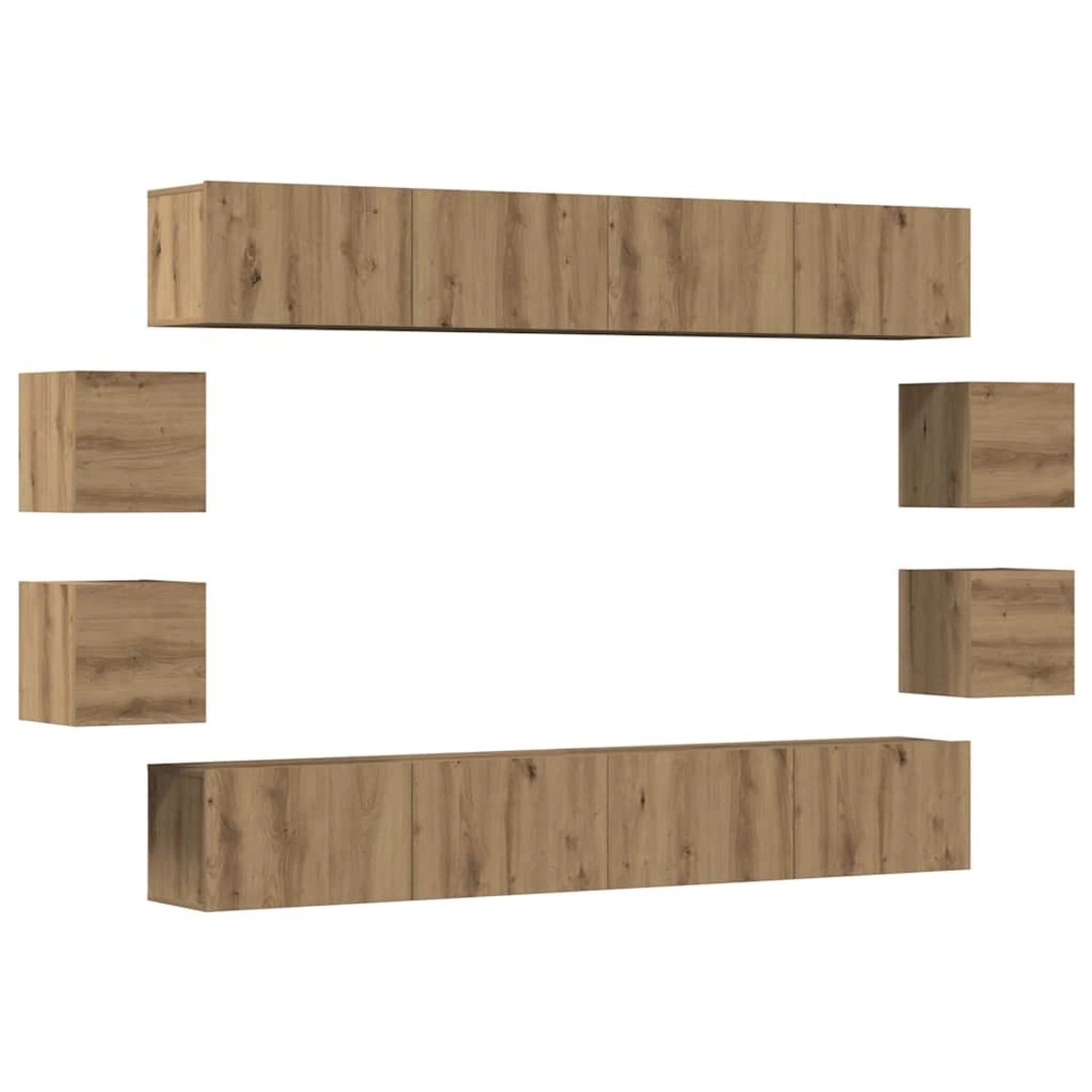 vidaXL 8-Tlg TV-Schrank-Set Wandmontage Artisan-Eiche Holzwerkstoff 3328952 günstig online kaufen