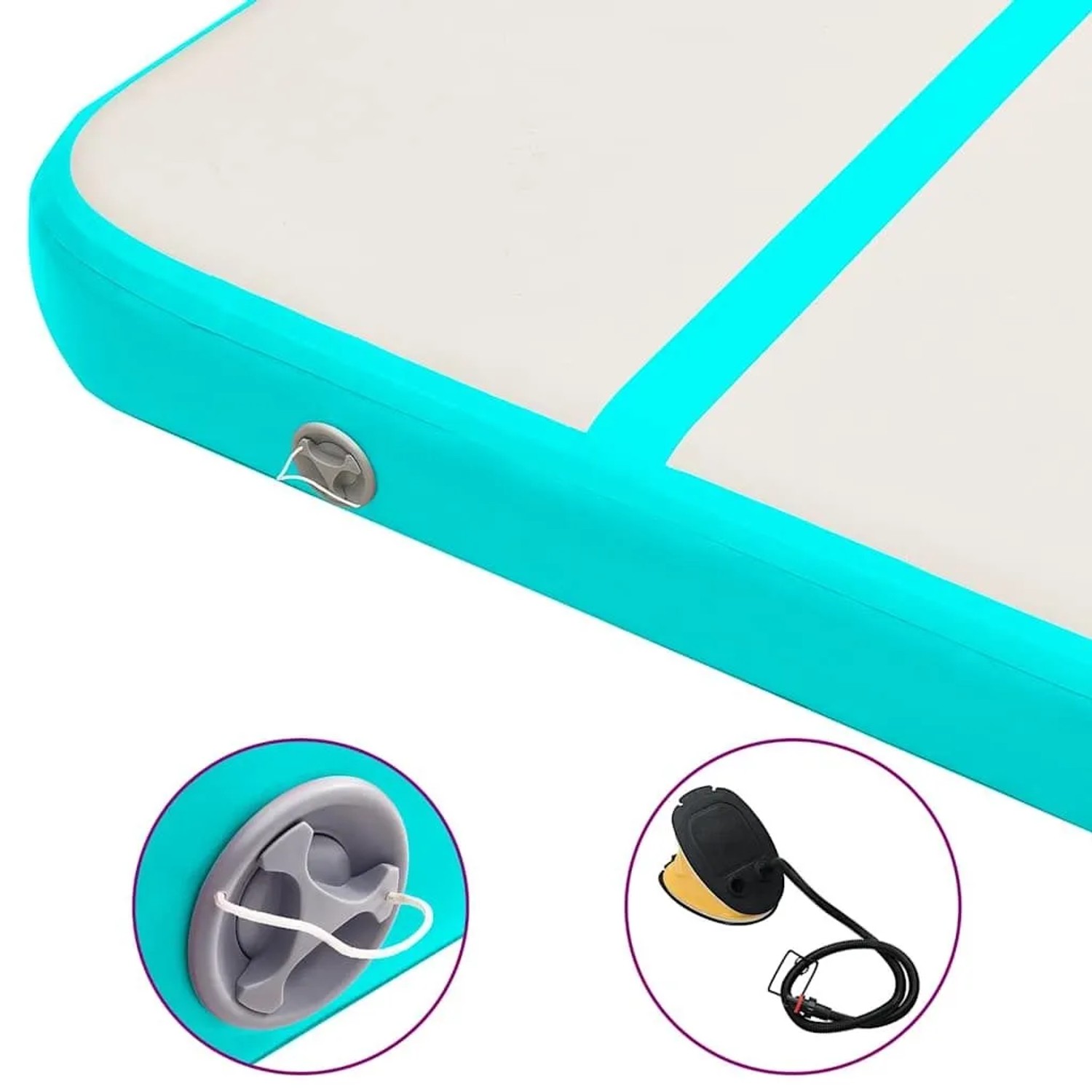 vidaXL Aufblasbare Gymnastikmatte mit Pumpe 300x100x20 cm PVC Grün 92678_6