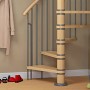 Dolle Spindeltreppe Winnipeg, Buche geölt, mit grauem Geländer. Innentreppe, Ø 120 cm.
