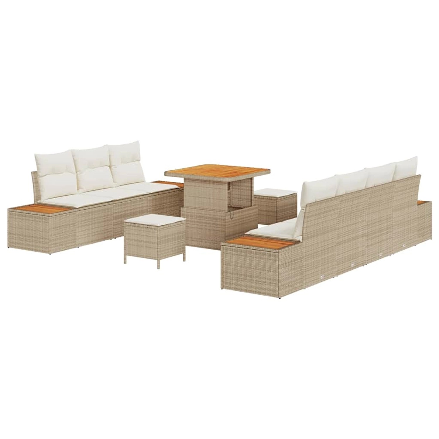 vidaXL Garten-Sofa-Set mit Kissen 10-Tlg Beige Poly Rattan 3362876 günstig online kaufen