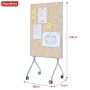 Mobile Moderationstafel GIANT, beidseitige Filztafel 80x120cm in Beige auf Rollen, mit Notizen und Plänen bestückt.