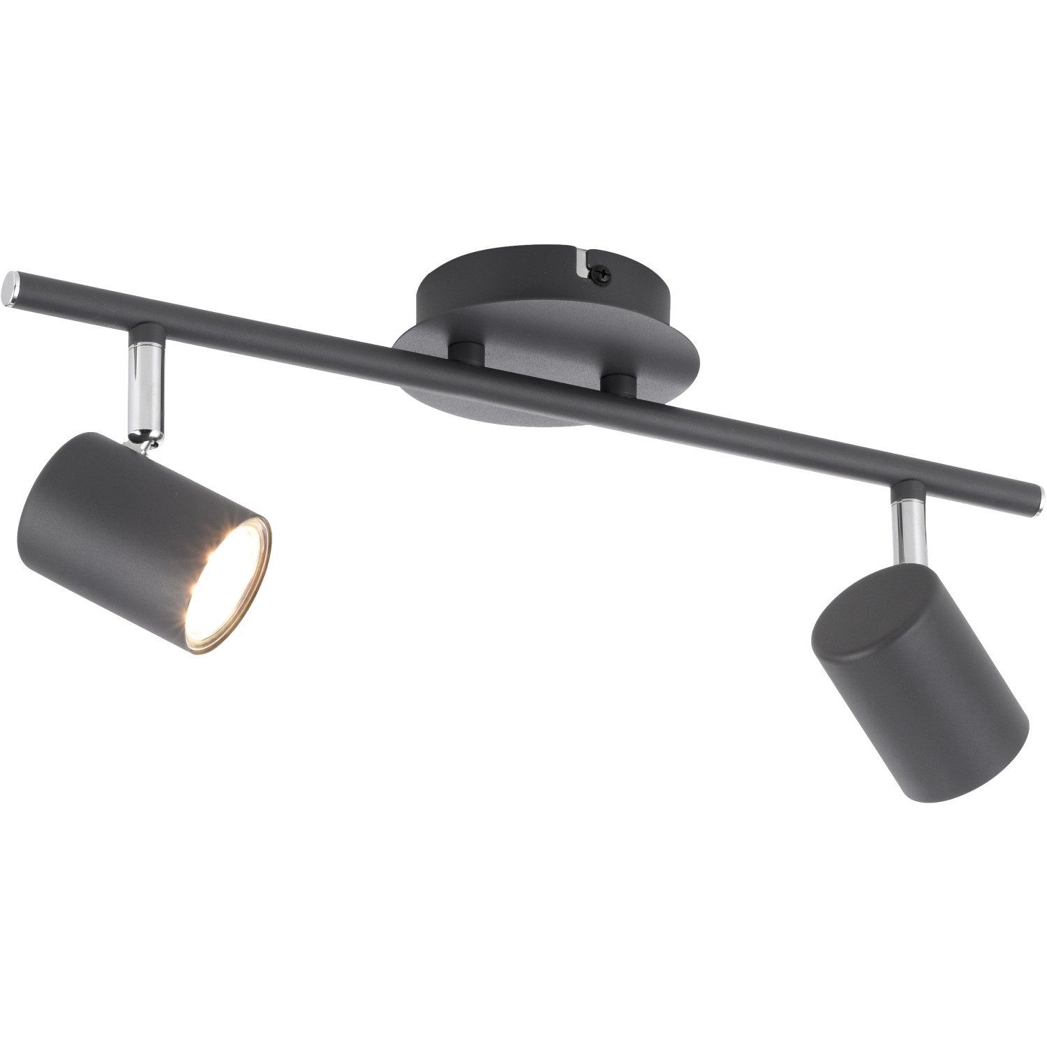 Anthrazitfarbener 2-flammiger LED-Spot Tarik, dreh- und schwenkbar, für Deckenmontage.