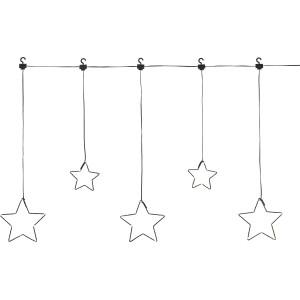 Schwarzer LED Lichtervorhang mit Sternen für den Außenbereich.