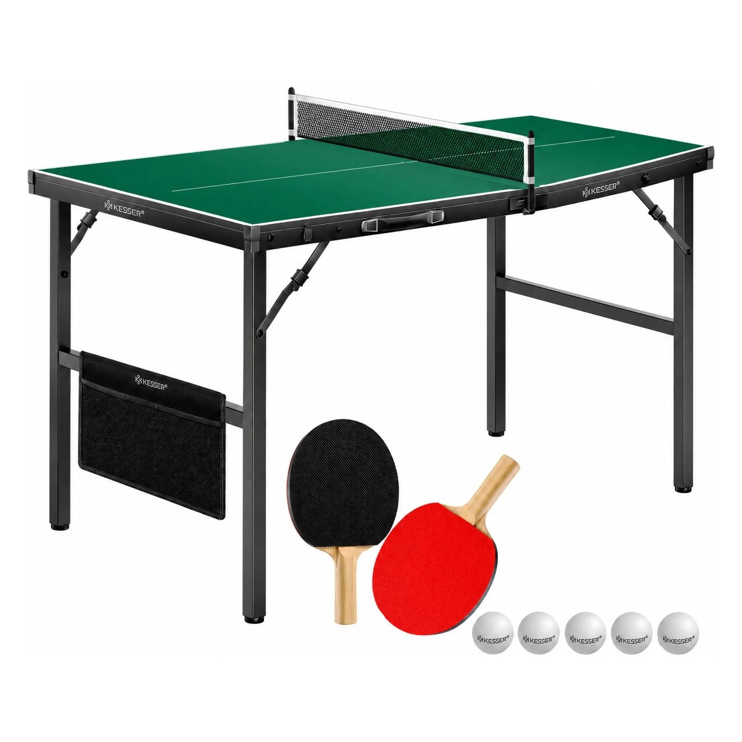 KESSER Mini-Tischtennisplatte Klappbar 153 x 76.5 cm Schwarz Grün