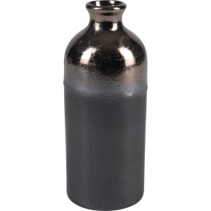 Schwarze Keramik Vase Minimalist Zen, 19,5 cm hoch, für Schnitt- und Kunstblumen.
