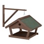 Dunkelbraunes Relaxdays Vogelfutterhaus aus Holz und Stein zur Wandmontage.