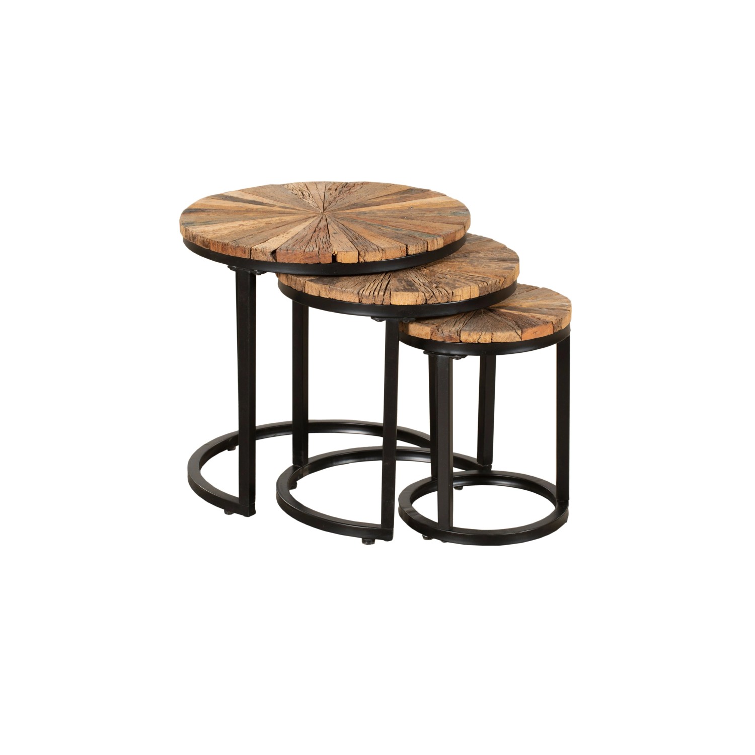DELUKE Beistelltisch ARNE 3er Set Massivholz Braun 46x46x46cm Couchtisch Sofatisch Abstelltisch