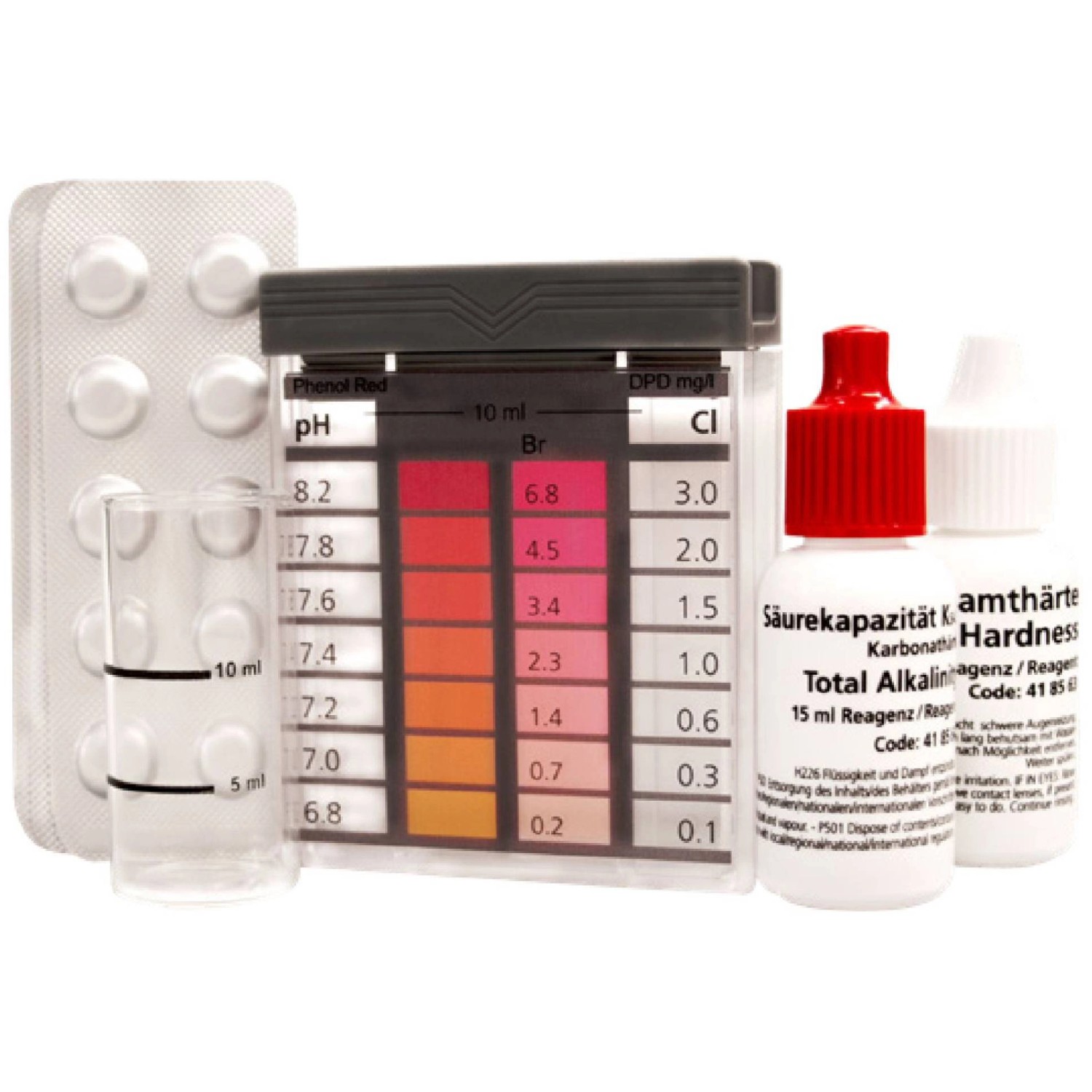 Planet Aquafair Soft & Balance Set zur pH Regulierung: Testkit, Reagenzien und Zubehör für optimale Wasserqualität.