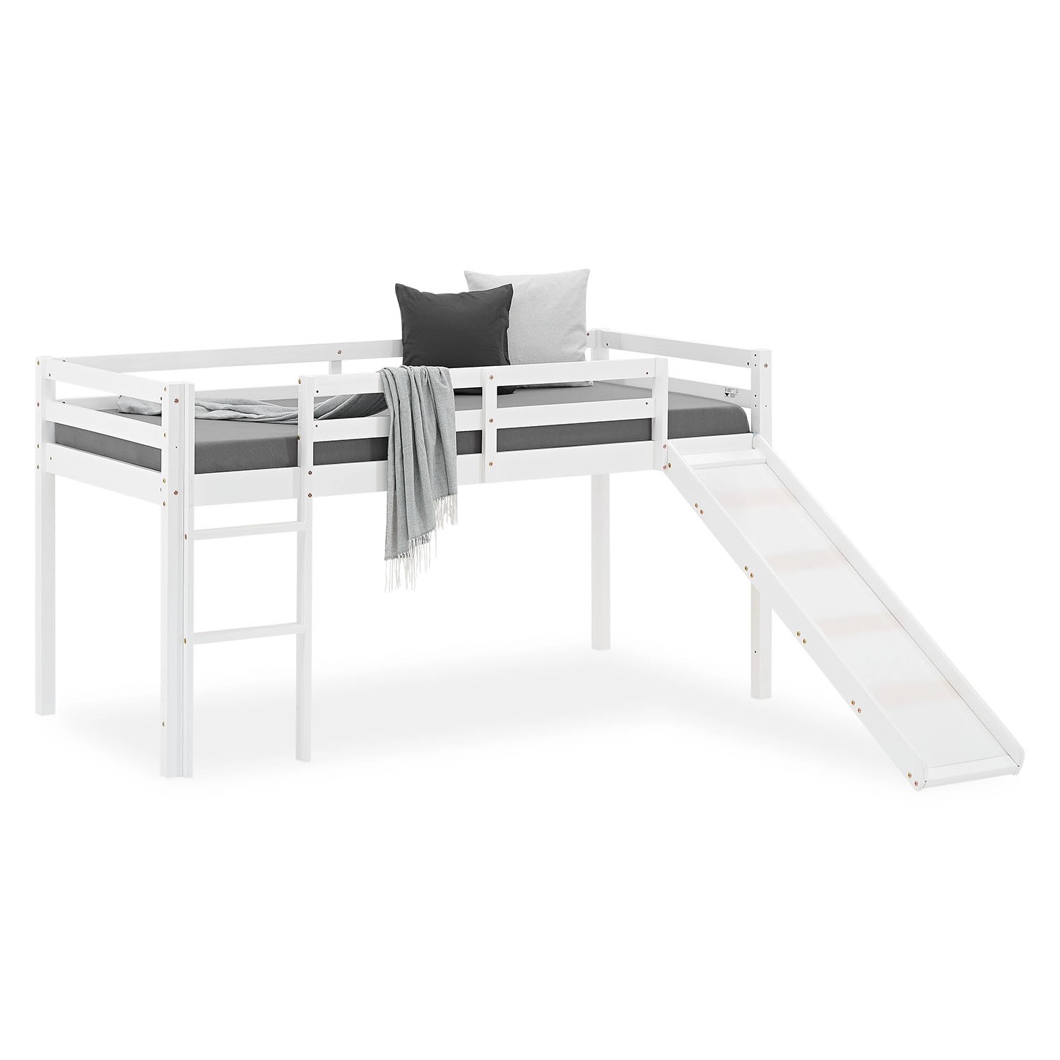 Homestyle4u Kinderbett 90x200 mit Rutsche in Weiß 1434 günstig online kaufen