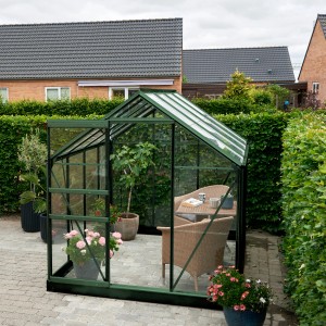 Halls Gewächshaus Popular 86 Grün mit Fundamentrahmen, 5 m². Ideal für Pflanzenzucht im Garten.