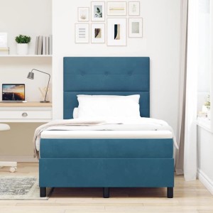 vidaXL Boxspringbett mit Matratze Dunkelblau 120 x 200 cm Stoff 3339828