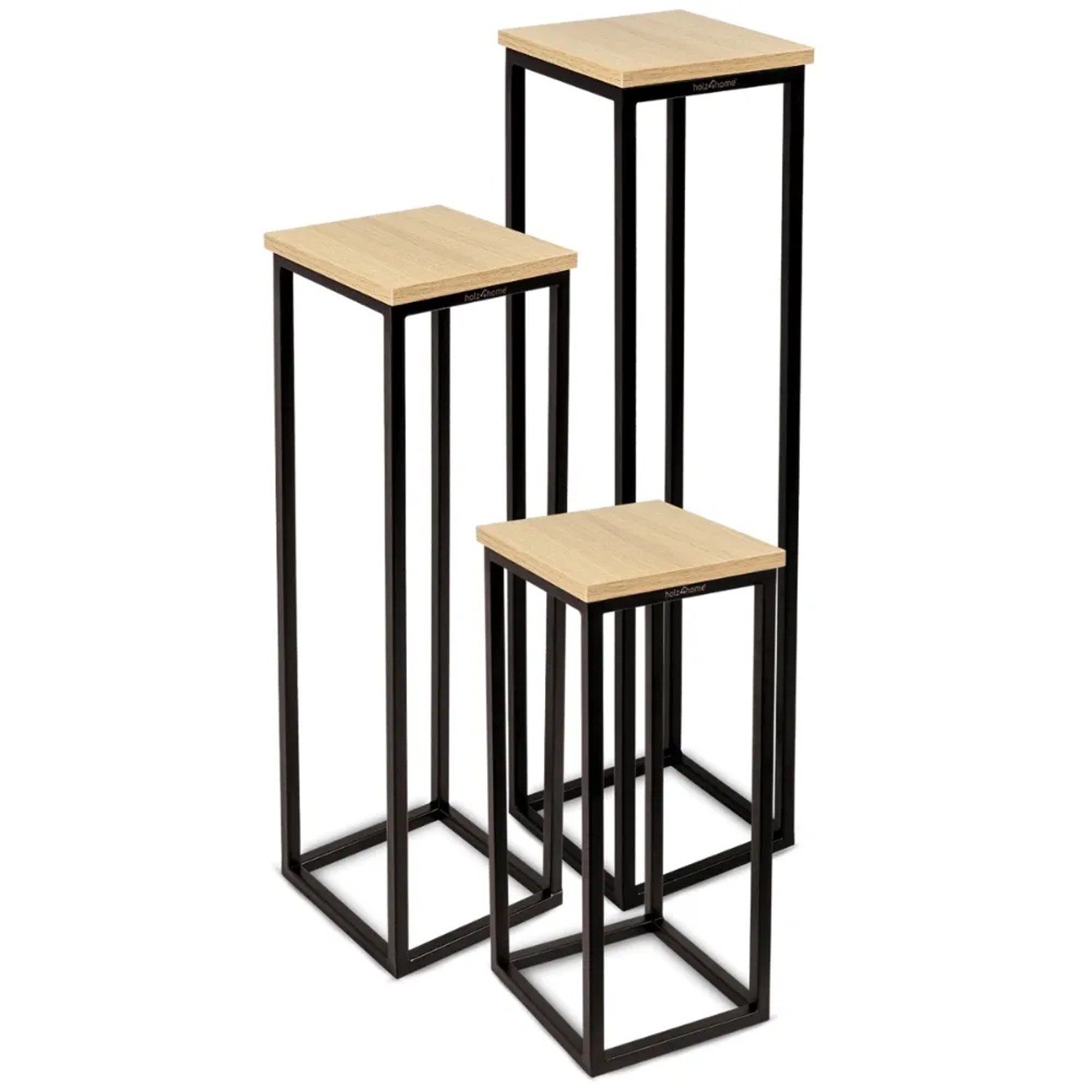 DELUKE Blumenständer Holz LURI 3er Set MDF Metallgestell Dekoständer für Blumen Pflanzenregal Pflanzenständer