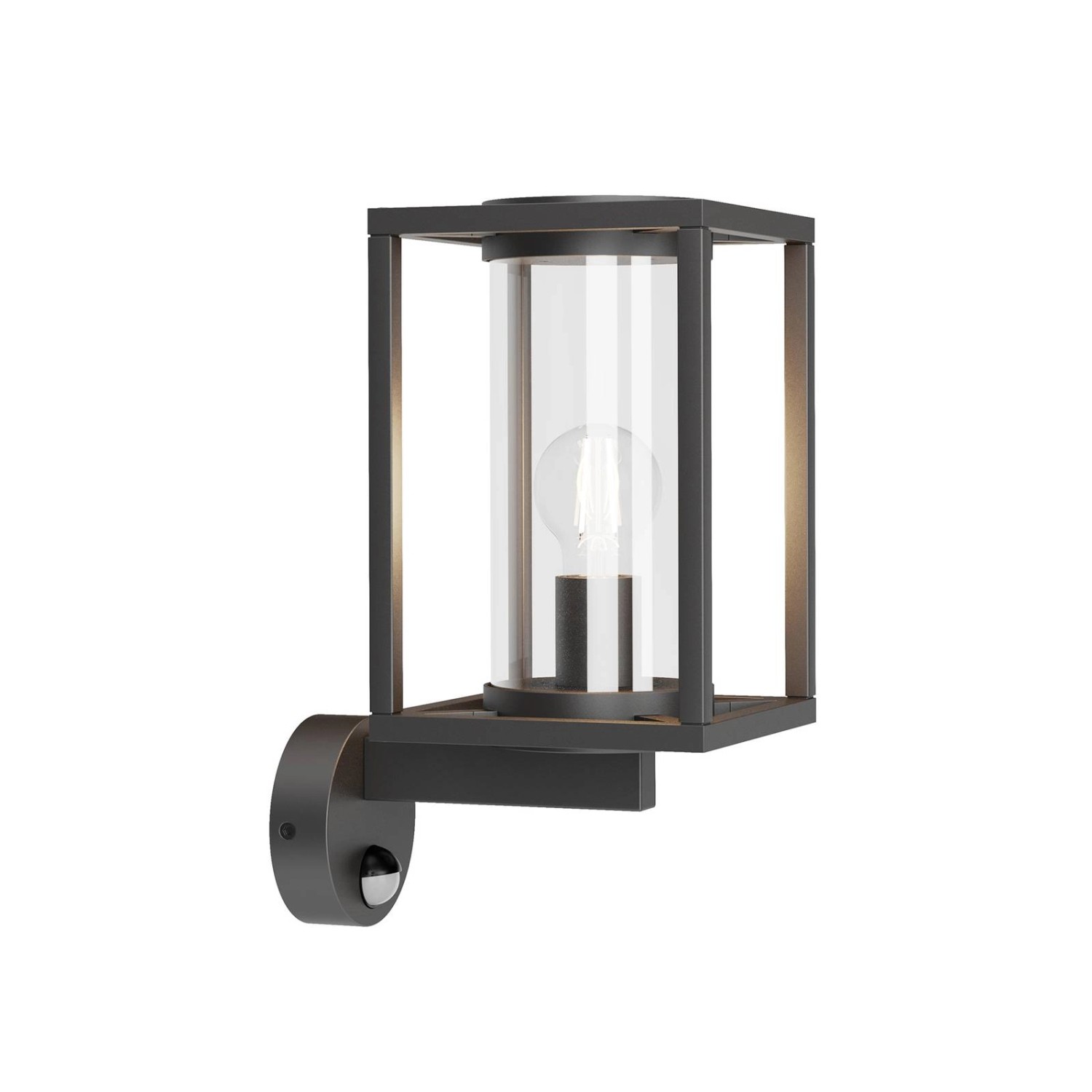 Lucande Wandleuchte Außen Ferda 9619195 mit Bewegungsmelder Spritzwassergeschützt Modern in Schwarz aus Aluminium 1-flam...