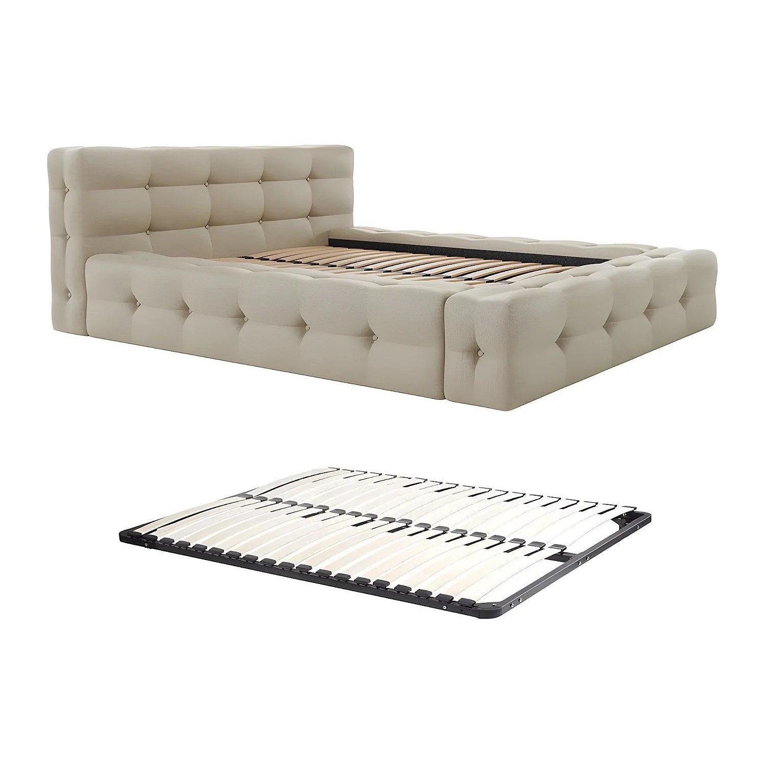 Vente-unique Bettrahmen Leruco Beige 183 cm