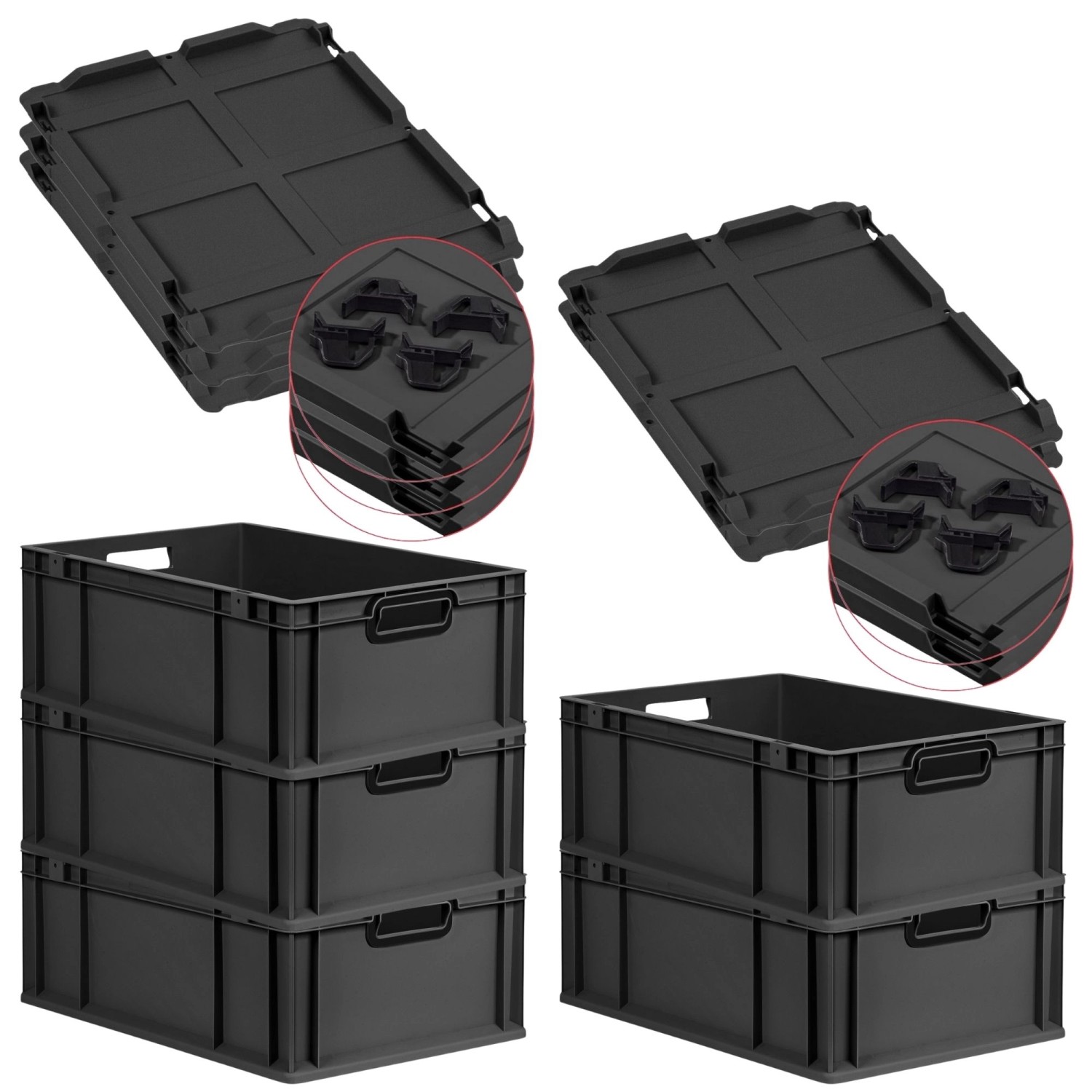 PROREGAL SparSet 5x Eurobox Nextgen Color Mit Auflagedeckel HxBxT 22x40x60c günstig online kaufen