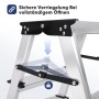 Sekey Alu Trittleiter, 3 Stufen: Detail der sicheren Verriegelung beim vollständigen Öffnen. Klappmechanismus.