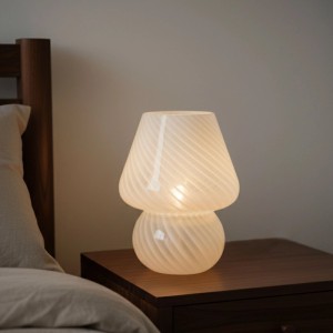 Relaxdays Tischlampe Glas Kunststoff Weiß LED Batteriebetrieben 24 cm x 16 cm