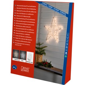 Konstsmide LED Acryl Stern mit 48 warmweißen Lichtern und 8 Funktionen für Außen, in Verpackung.