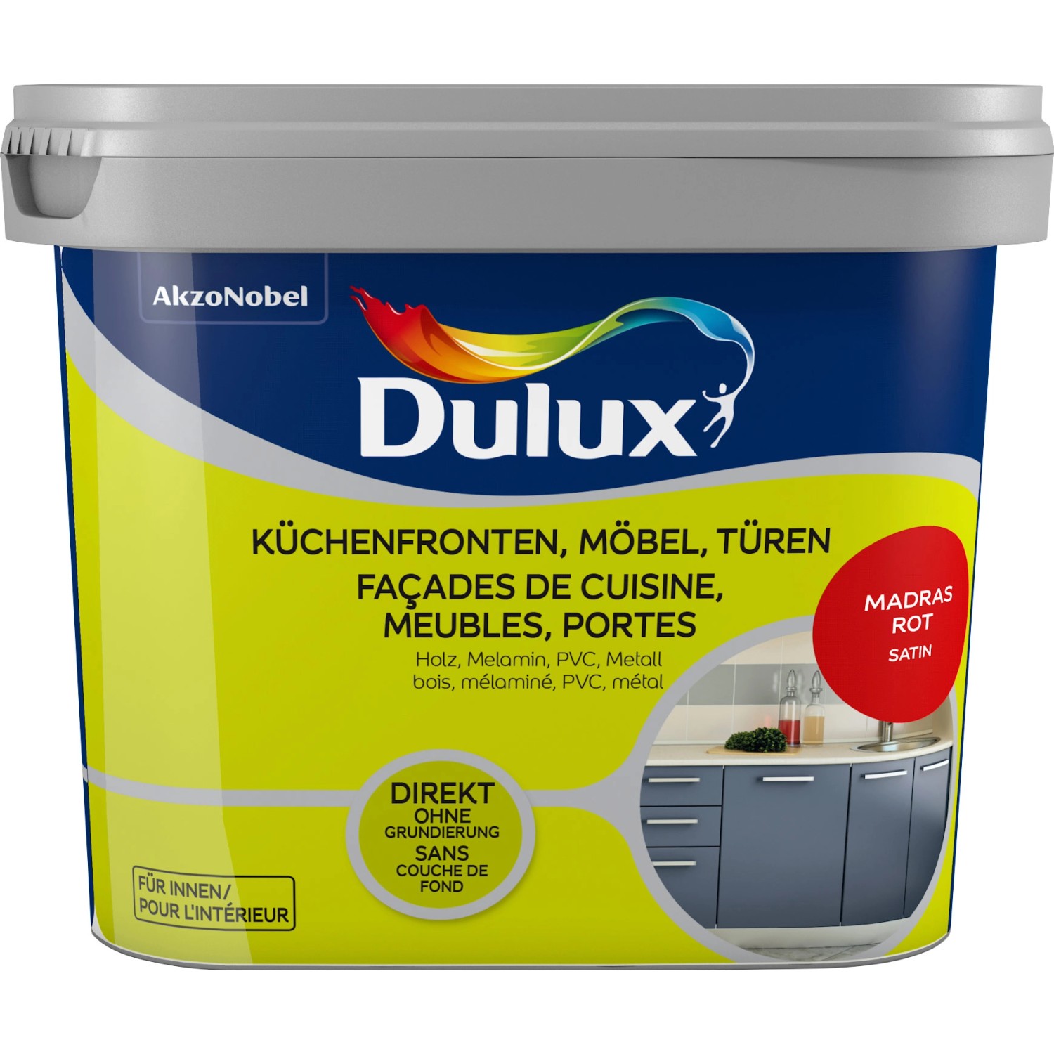 Dulux Fresh Up Lack für Küchen, Möbel und Türen Satin Madras Rot 750 ml