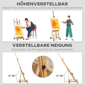 Vinsetto Staffelei, klappbar und höhenverstellbar, mit Halterung für Leinwände.